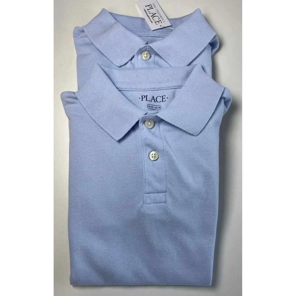 Childrens Place Uniform Short Sleeve Polo Shirts Light Blue Lot of 2 Size 5/6